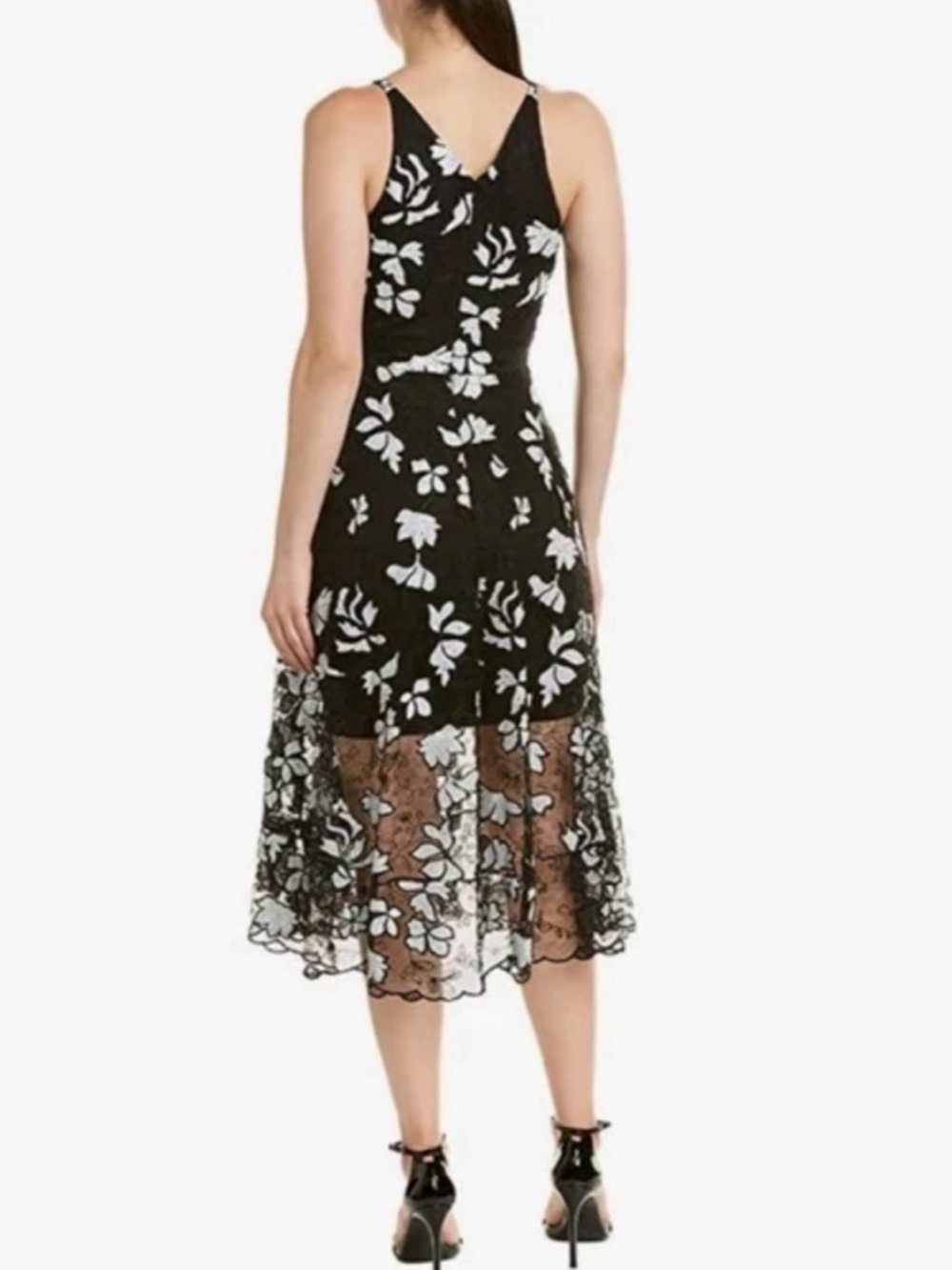 Dress the Population Audrey Black & White Lace Overlay Midi Cocktail Dress - Picture 14 of 16